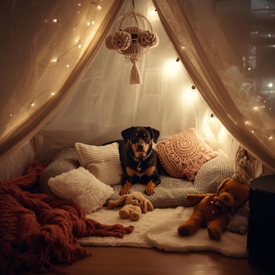 calm-dog-firework-night